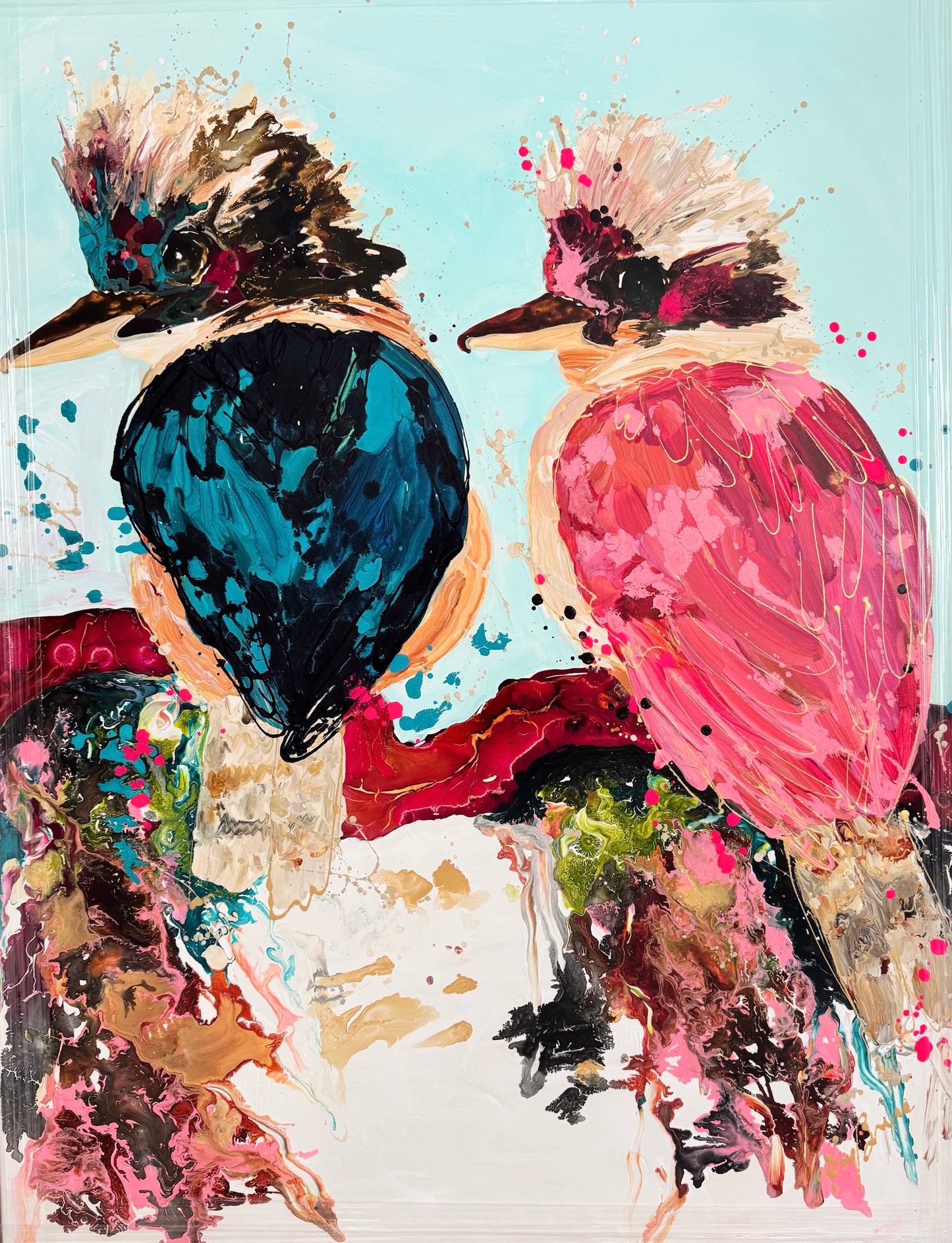 Kerry Bruce,  Keepers of the Bush, Acrylic on Canvas - Oak Float Frame