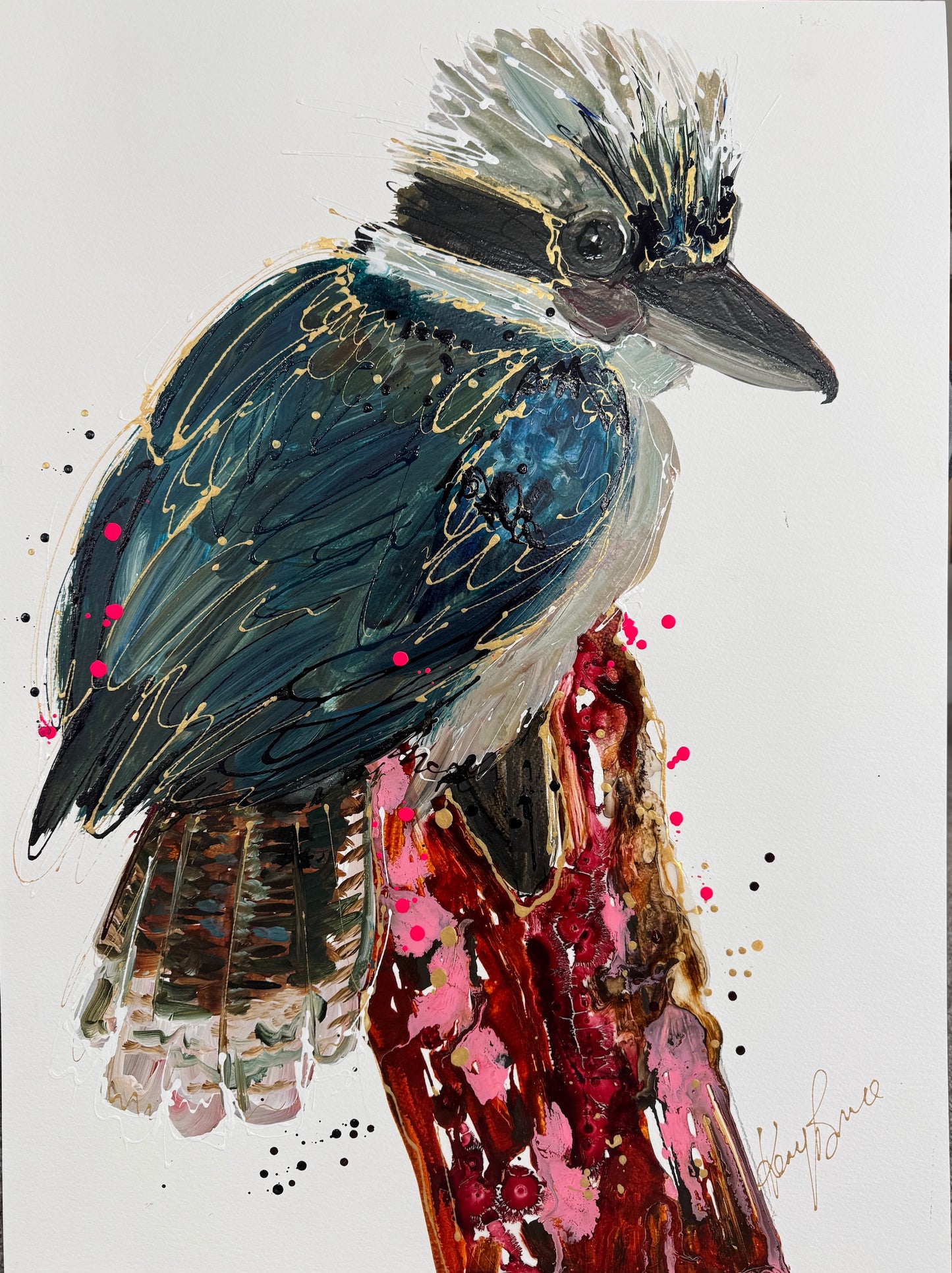 Kerry Bruce, Bobby  Kookaburra, Acrylic on 500gsm Art Paper