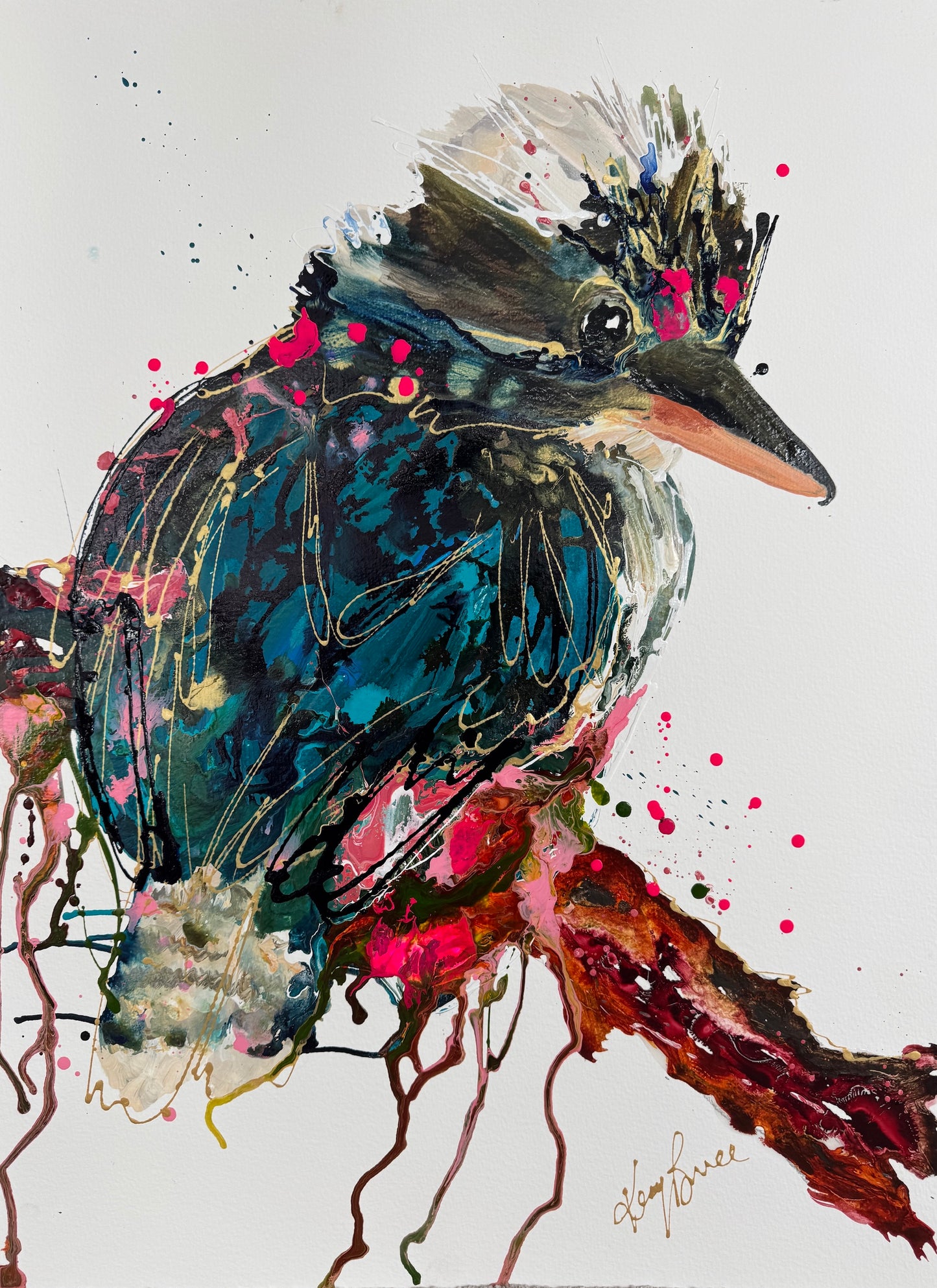 Kerry Bruce, Benny Kookaburra, Acrylic on 500gsm Art Paper