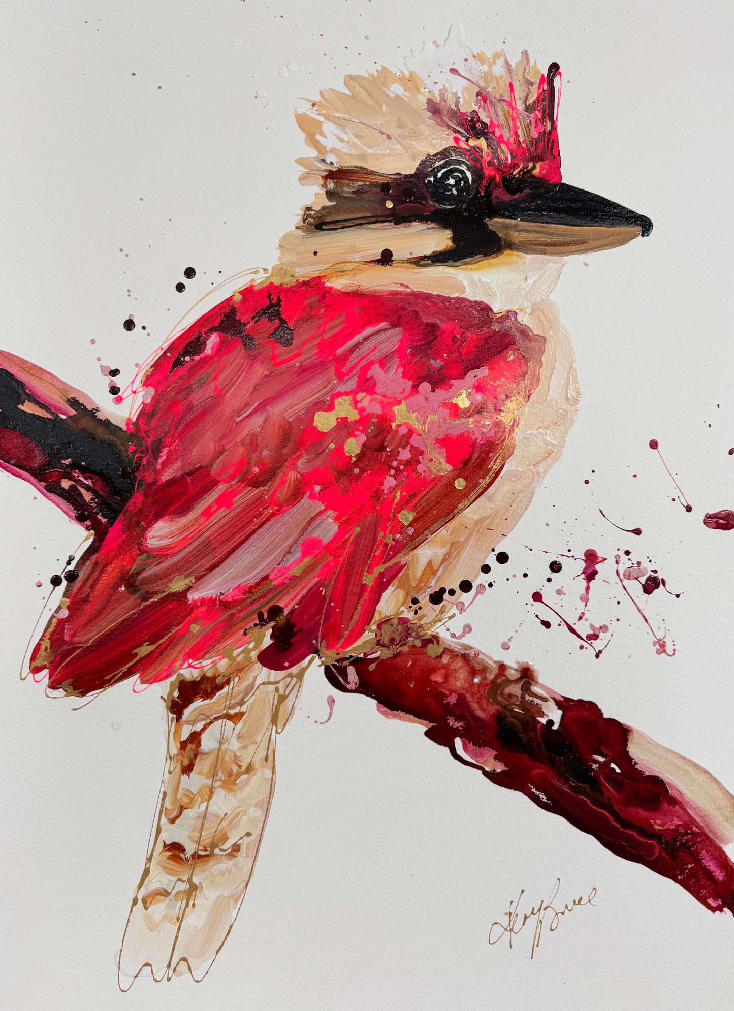 Kerry Bruce, Ki Ki Kookaburra, Acrylic on 500gsm Art Paper