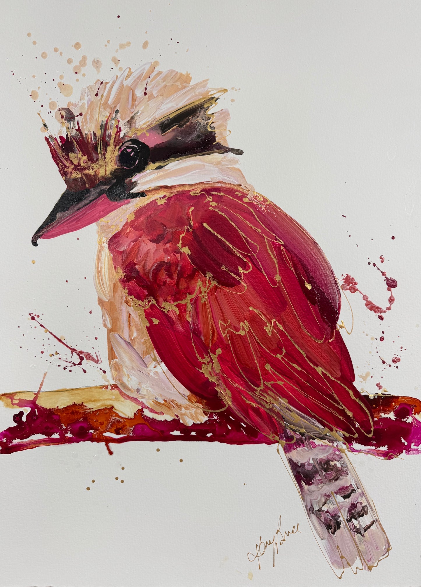 Kerry Bruce, Kiara Kookaburra, Acrylic on 500gsm Art Paper