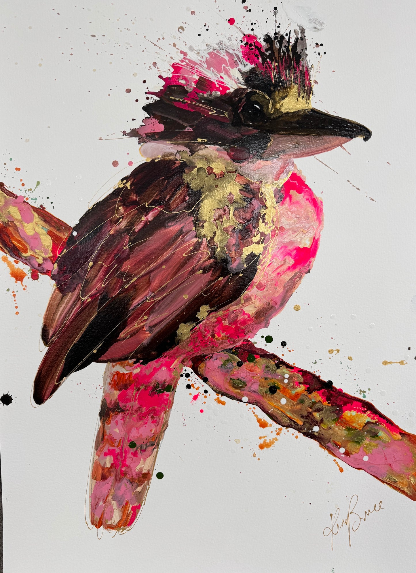 Kerry Bruce, Queenie Kookaburra, Acrylic on 500gsm Art Paper
