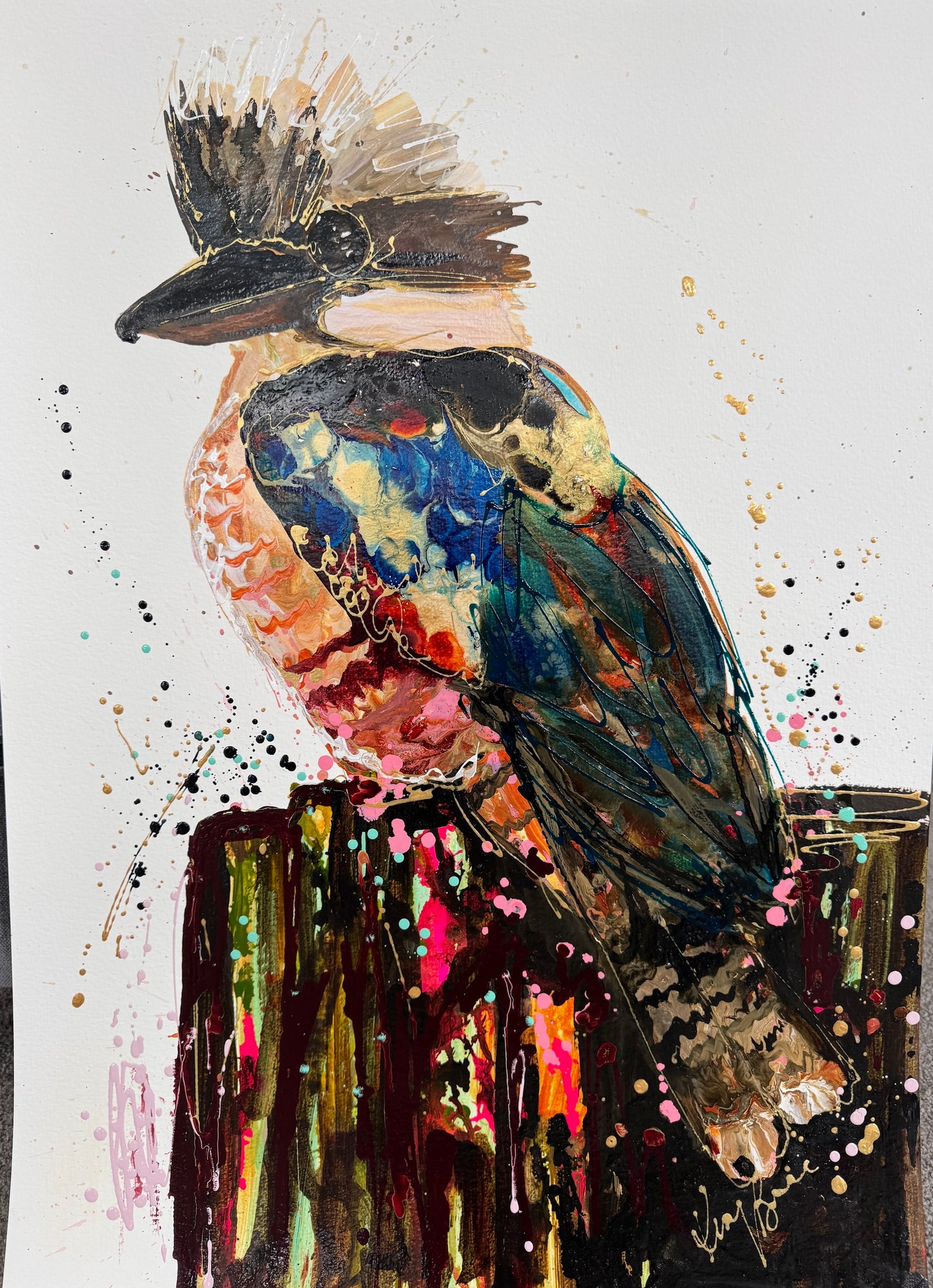 Kerry Bruce, King Kookaburra, Acrylic on 500gsm Art Paper