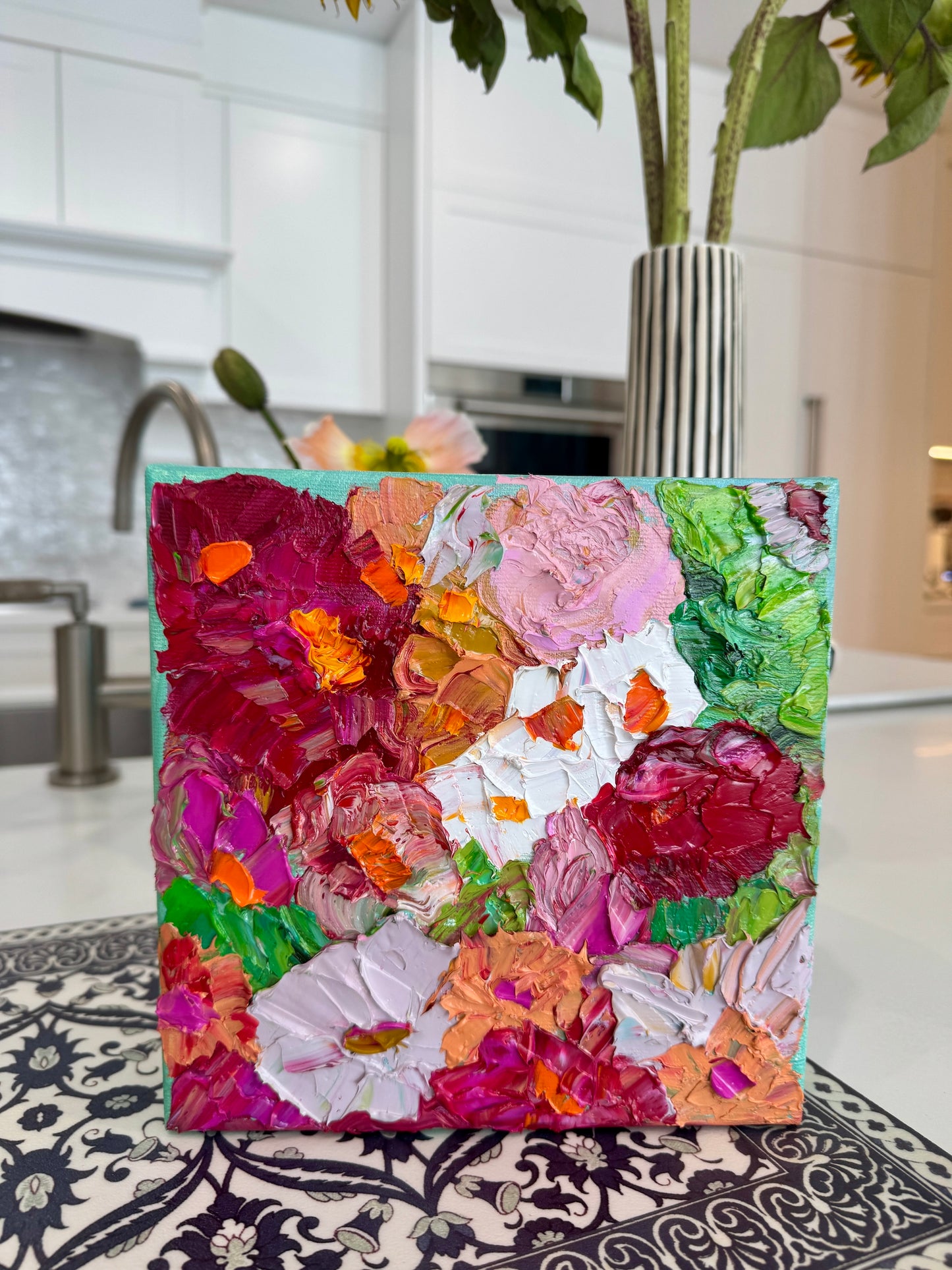 Kerry Bruce, Camelia Bloom, Oil on Canvas Board