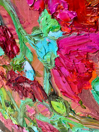 Kerry Bruce, Pink Gum Blossoms, Oil on Canvas