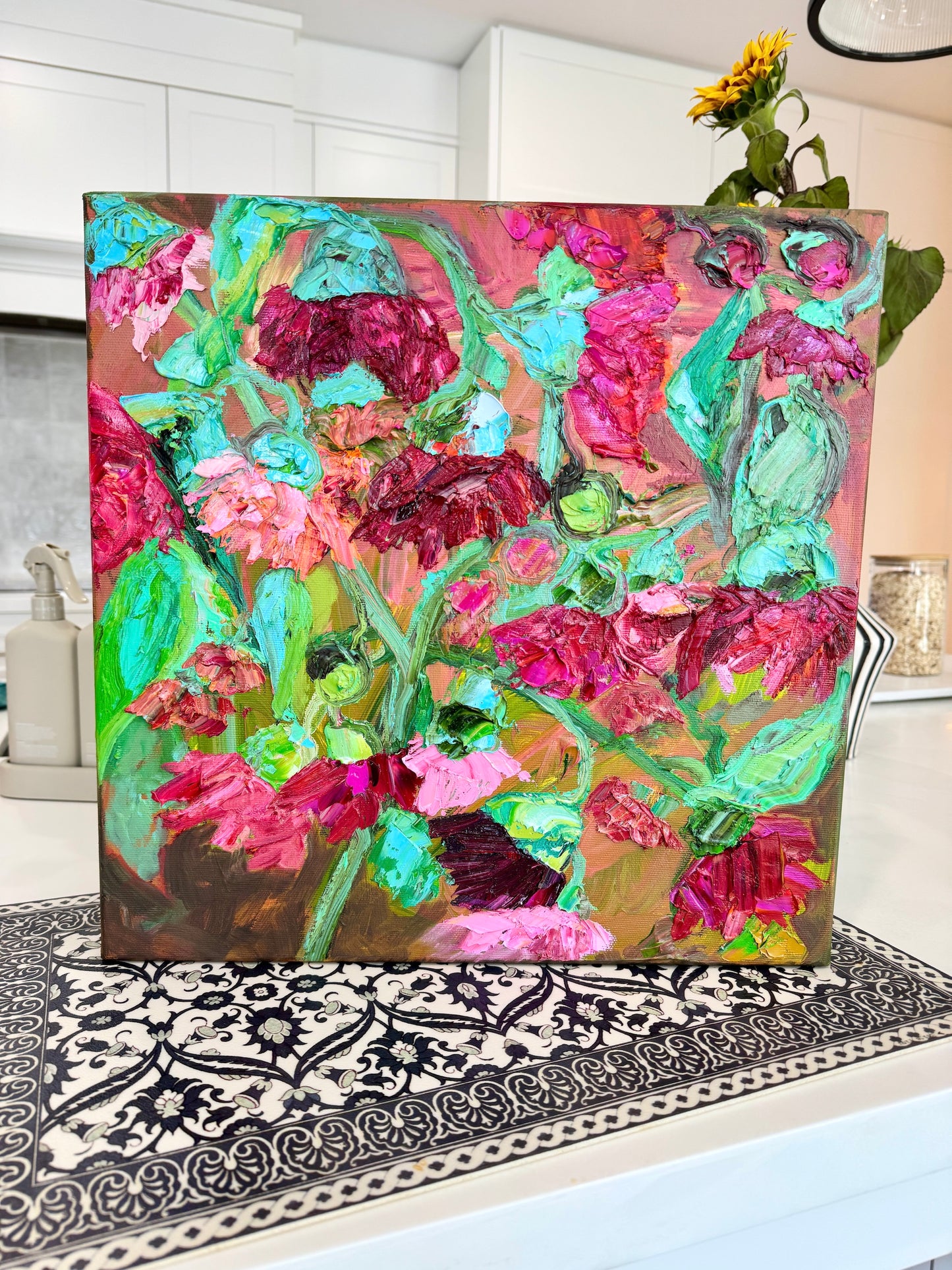 Kerry Bruce, Pink Gum Blossoms, Oil on Canvas