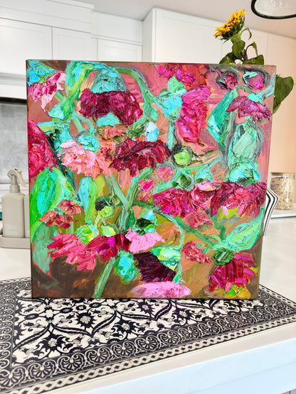 Kerry Bruce, Pink Gum Blossoms, Oil on Canvas