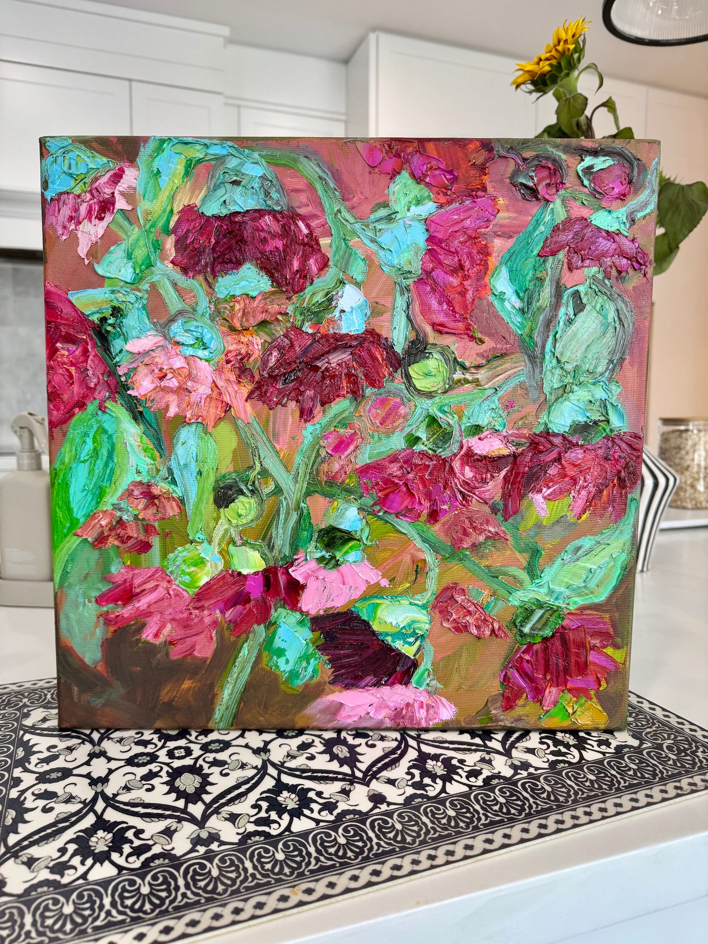 Kerry Bruce, Pink Gum Blossoms, Oil on Canvas