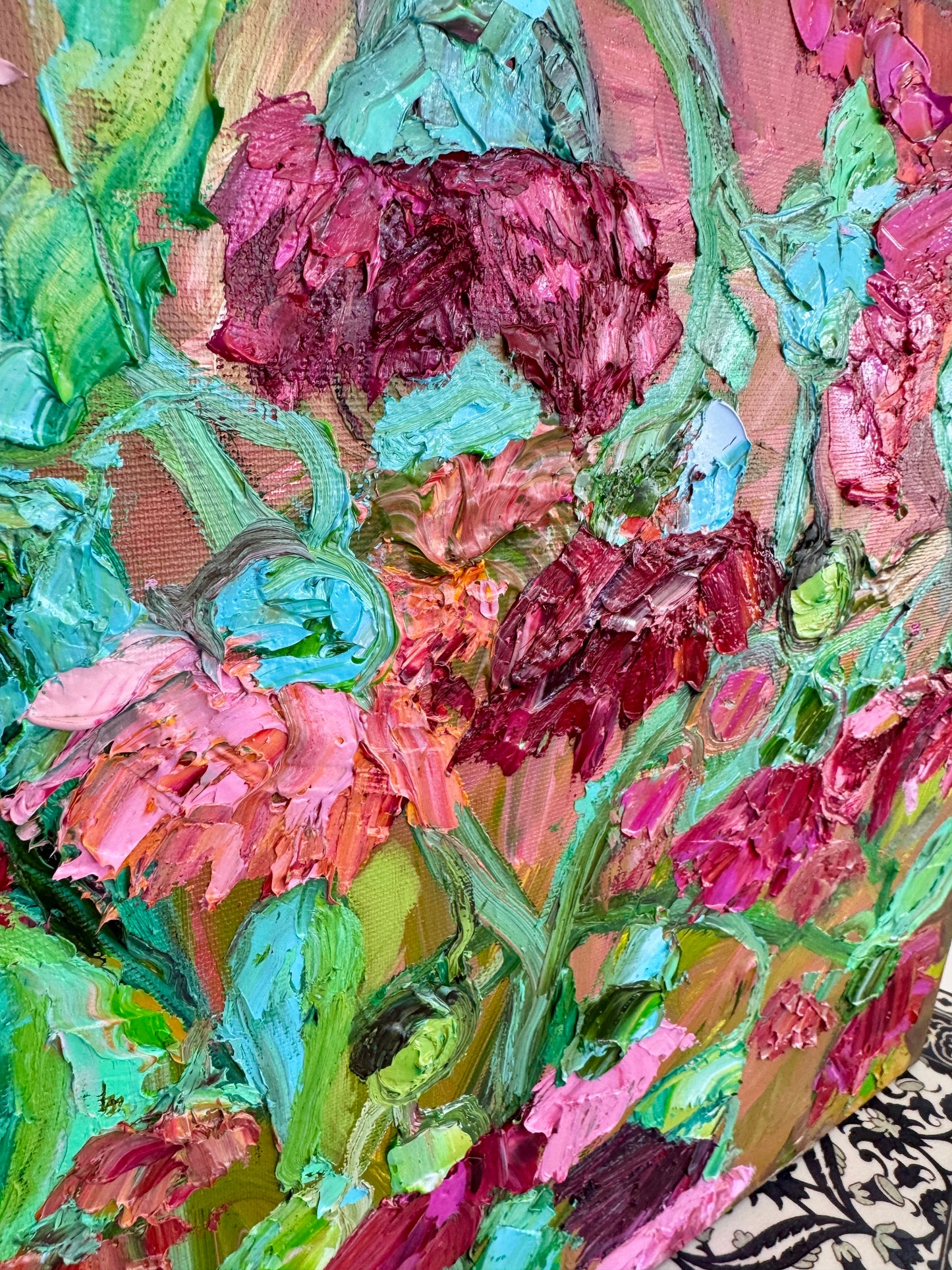 Kerry Bruce, Pink Gum Blossoms, Oil on Canvas