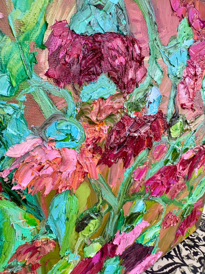 Kerry Bruce, Pink Gum Blossoms, Oil on Canvas