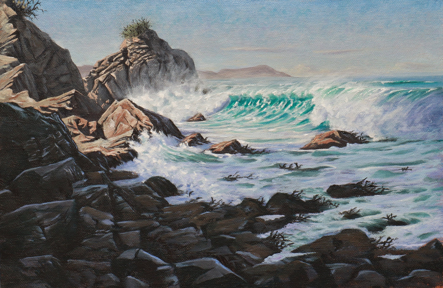 Daniel Beresford, Light Breaks the Surf, Oil on Canvas Panel
