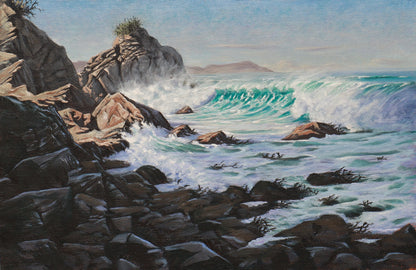 Daniel Beresford, Light Breaks the Surf, Oil on Canvas Panel