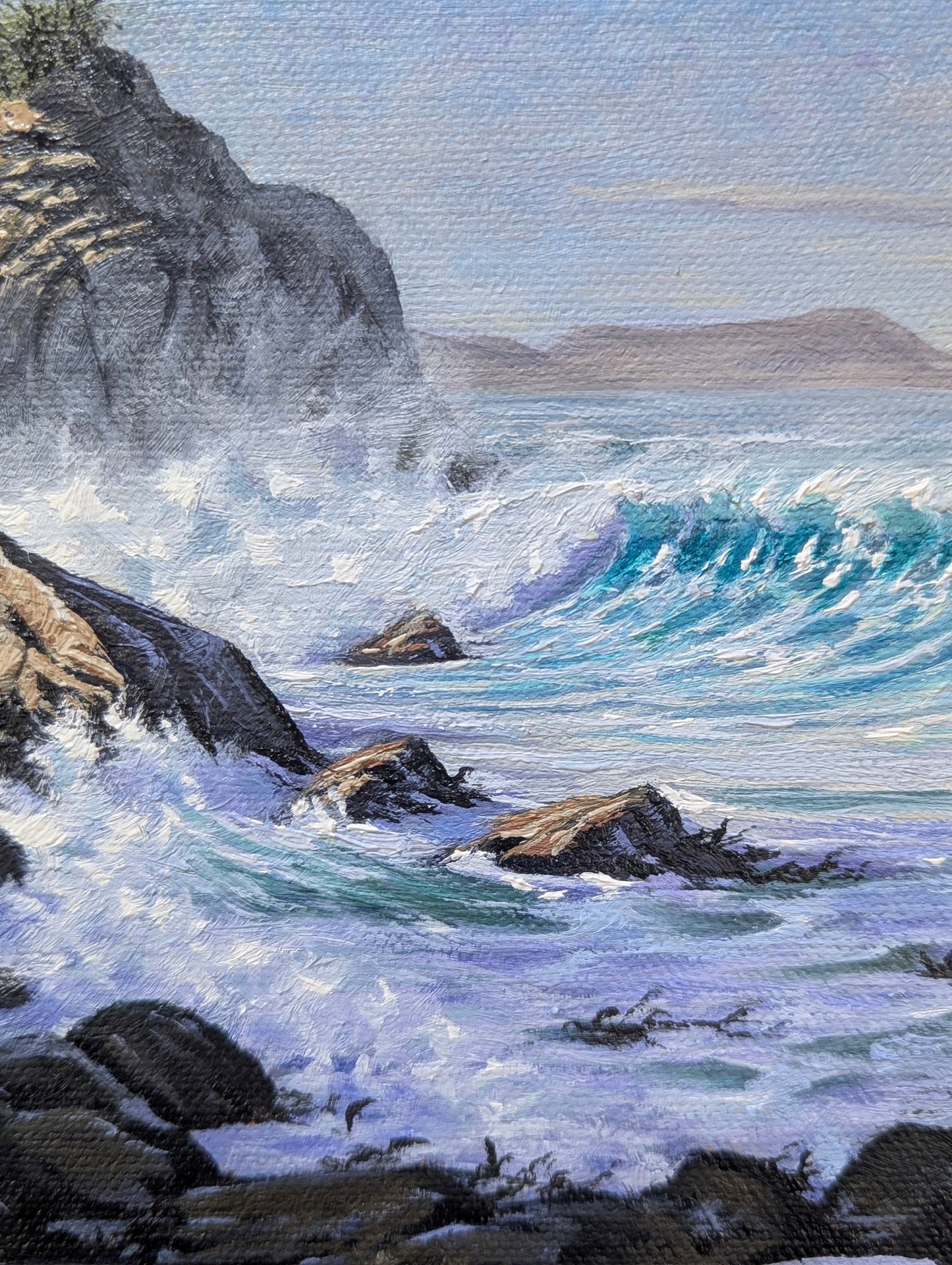 Daniel Beresford, Light Breaks the Surf, Oil on Canvas Panel