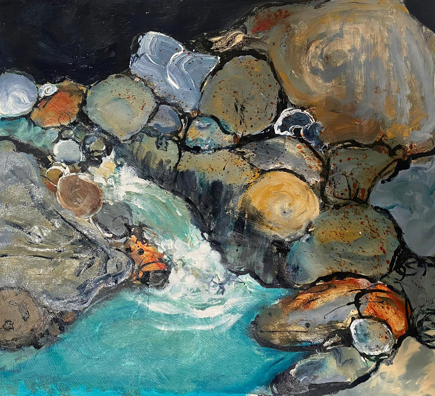 Netta Thompson, Little Stream,  Mixed Media on Canvas