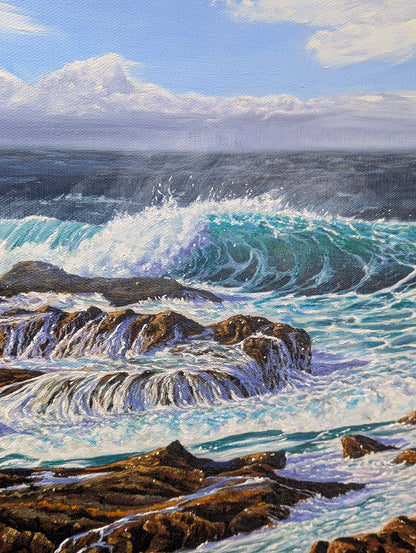 Daniel Beresford, Migration at Brooms head, Oil on Canvas