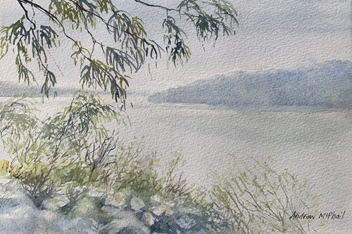 Lake Jindabyne on a serene misty morning.