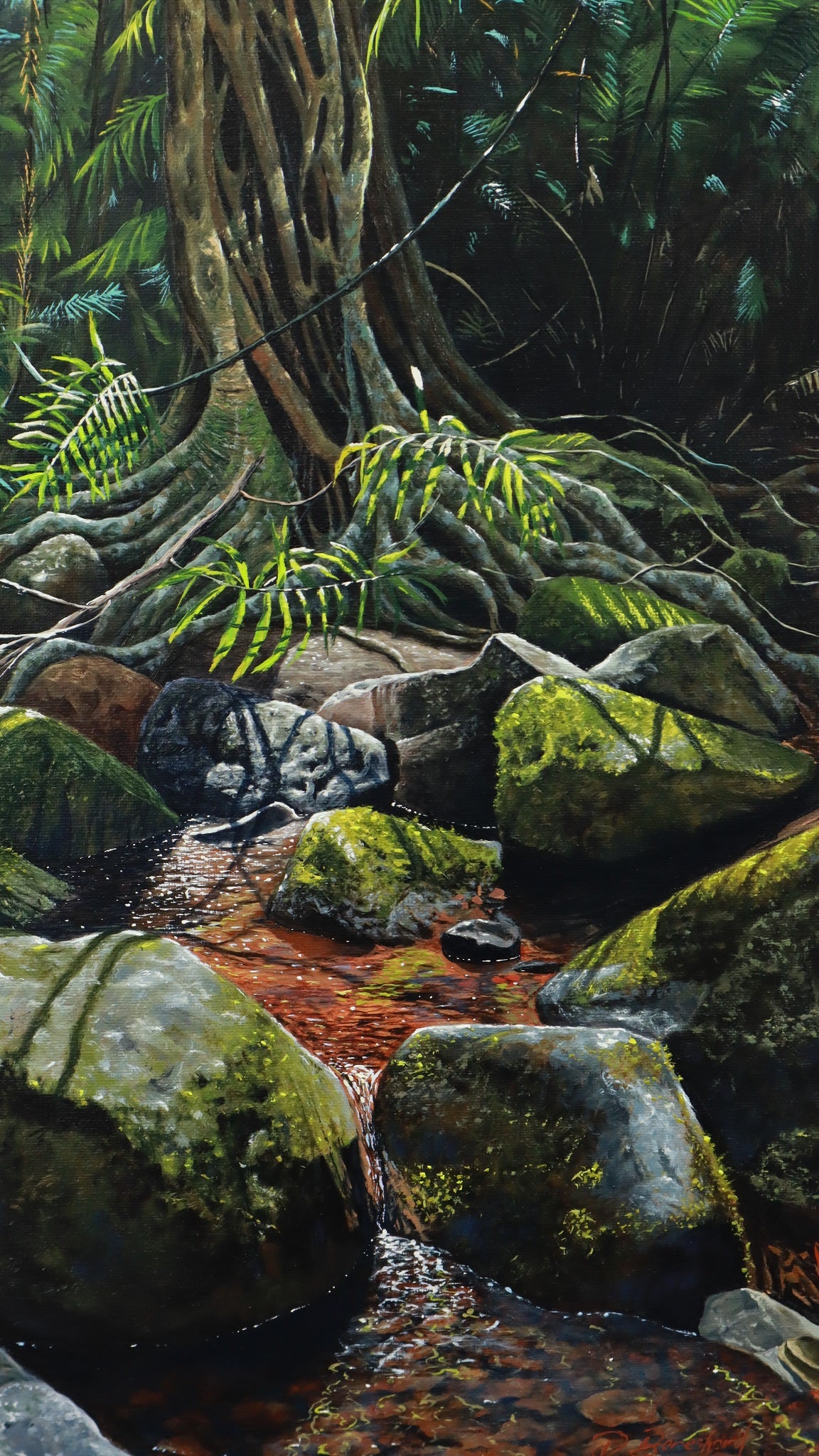 Daniel Beresford, Mossy Forest, Oil on Linen