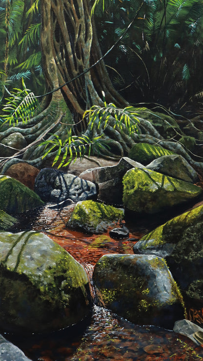 Daniel Beresford, Mossy Forest, Oil on Linen