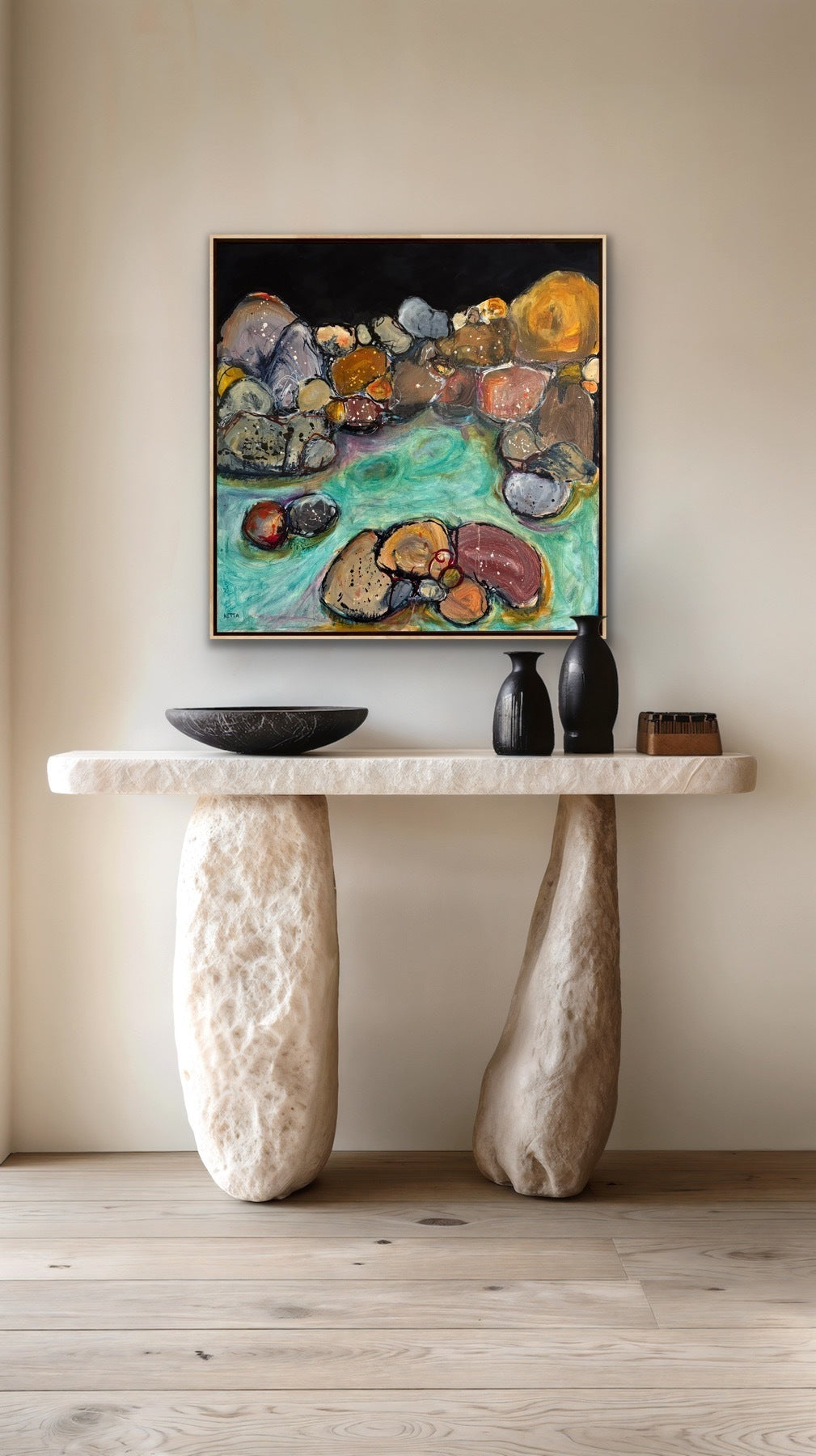 Netta Thompson, Rocky Pool 1  Mixed Media on Canvas