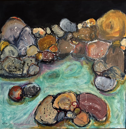 Netta Thompson, Rocky Pool 1  Mixed Media on Canvas