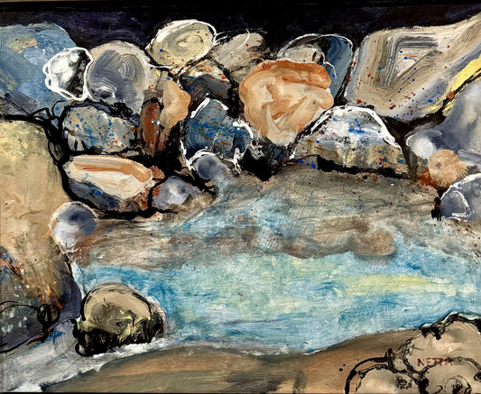 Netta Thompson, Rocky Pool 2, Mixed Media on Canvas
