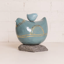 Load image into Gallery viewer, Shellie Christian, Mumma and Baby Bird Totem, Ceramic Sculpture
