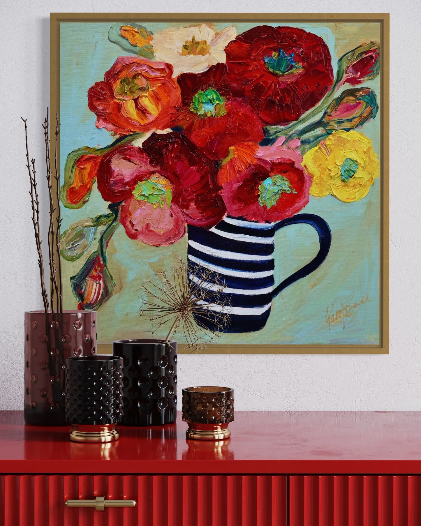 Kerry Bruce, I Love Poppies , Oil on Canvas board