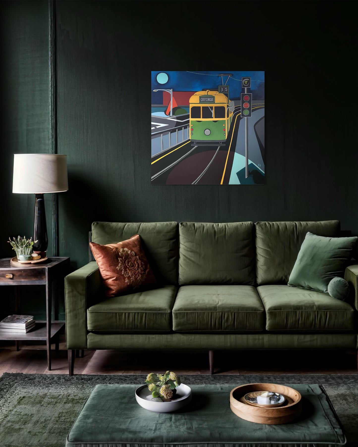 Vanessa Anderson, Night Tram, Acrylic & Oil on Canvas