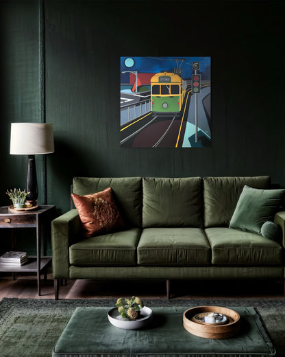 Vanessa Anderson, Night Tram, Acrylic & Oil on Canvas