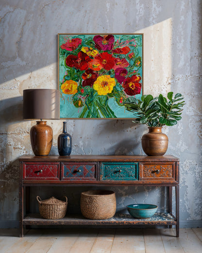 Kerry Bruce, Poppies, Acrylic on Canvas