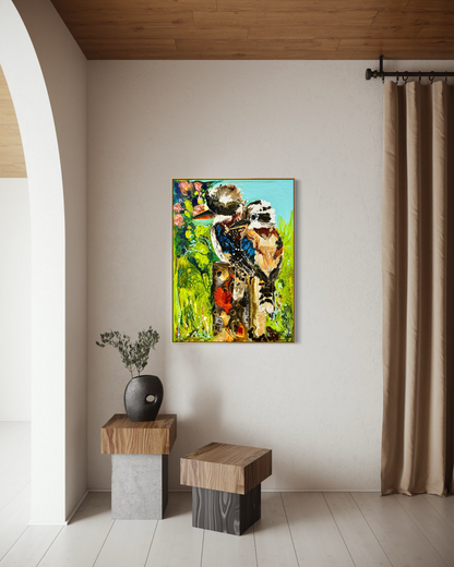 Kerry Bruce,  King of the Bush, Acrylic on Canvas-Oak Float Frame