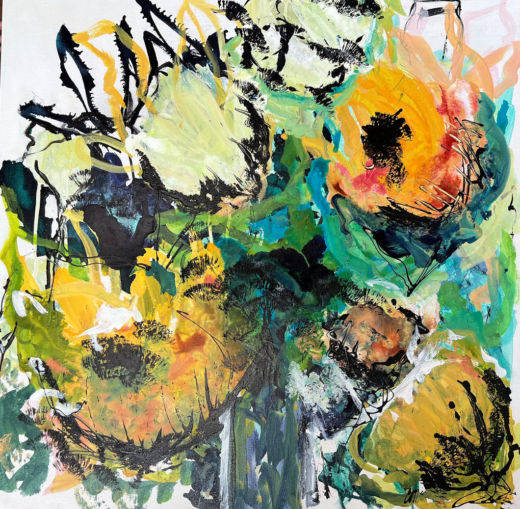 Carolyn McNally, Summer Blooms, Acrylic on Canvas