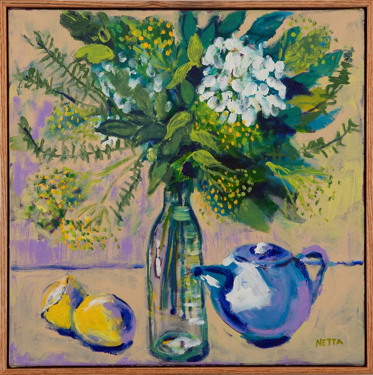 Netta Thompson, Teapots and Lemons, Oil on Canvas