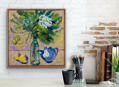 Netta Thompson, Teapots and Lemons, Oil on Canvas