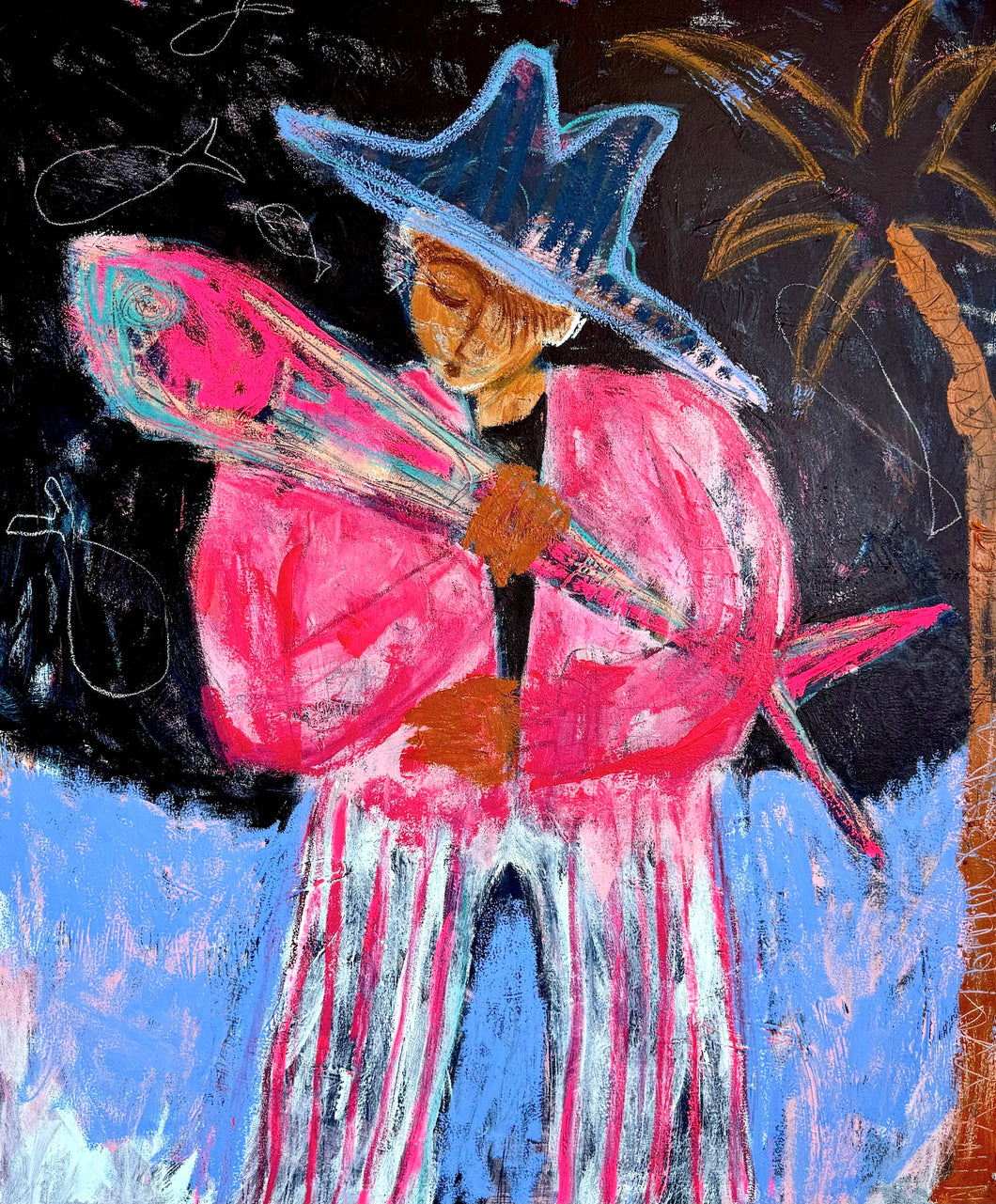Pav Spencer, The Fish that Bit Me,  Mixed Media on Canvas