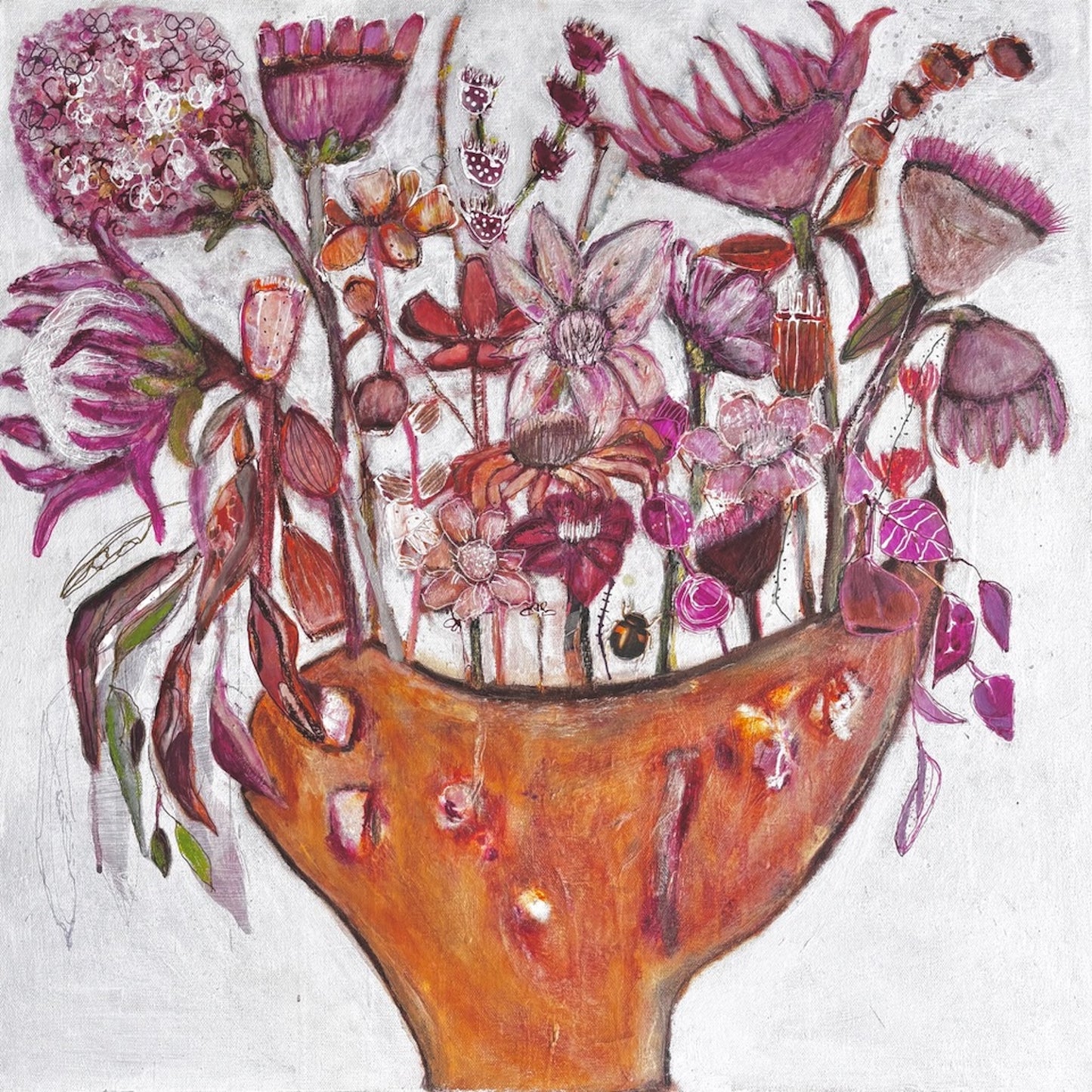 Shellie Christian, Bush Vessel In Bloom, Mixed Media on Canvas