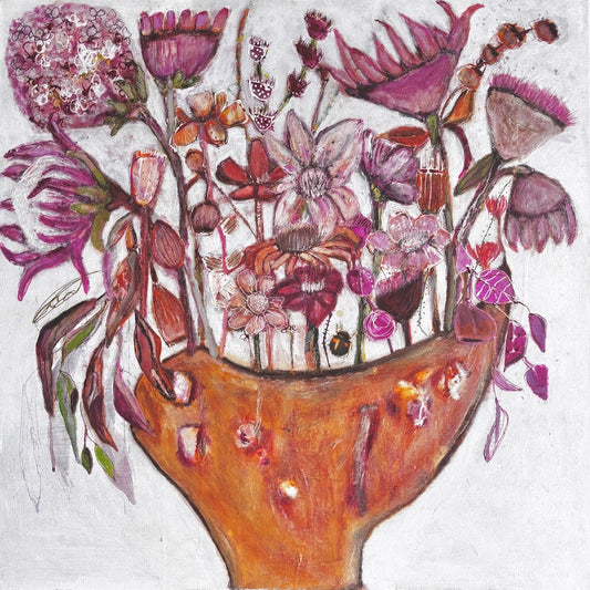 Shellie Christian, Bush Vessel In Bloom, Mixed Media on Canvas - framed
