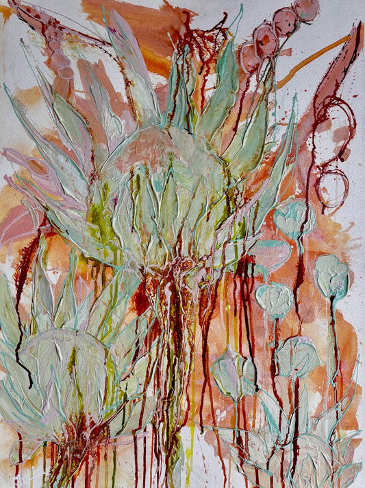 Shellie Christian, King Protea, Mixed Media on Paper WAS $1100 NOW $880