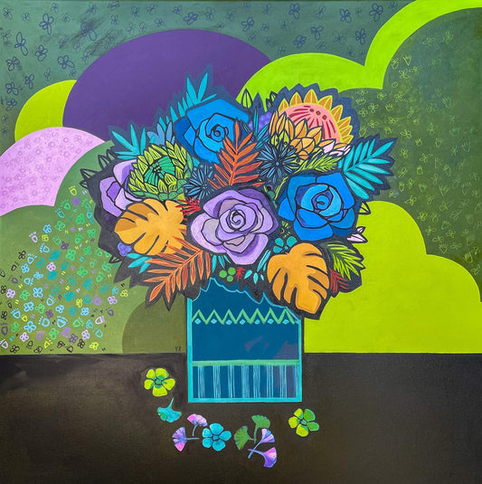 Vanessa Anderson, Flower Works, Acrylic & Oil on Canvas