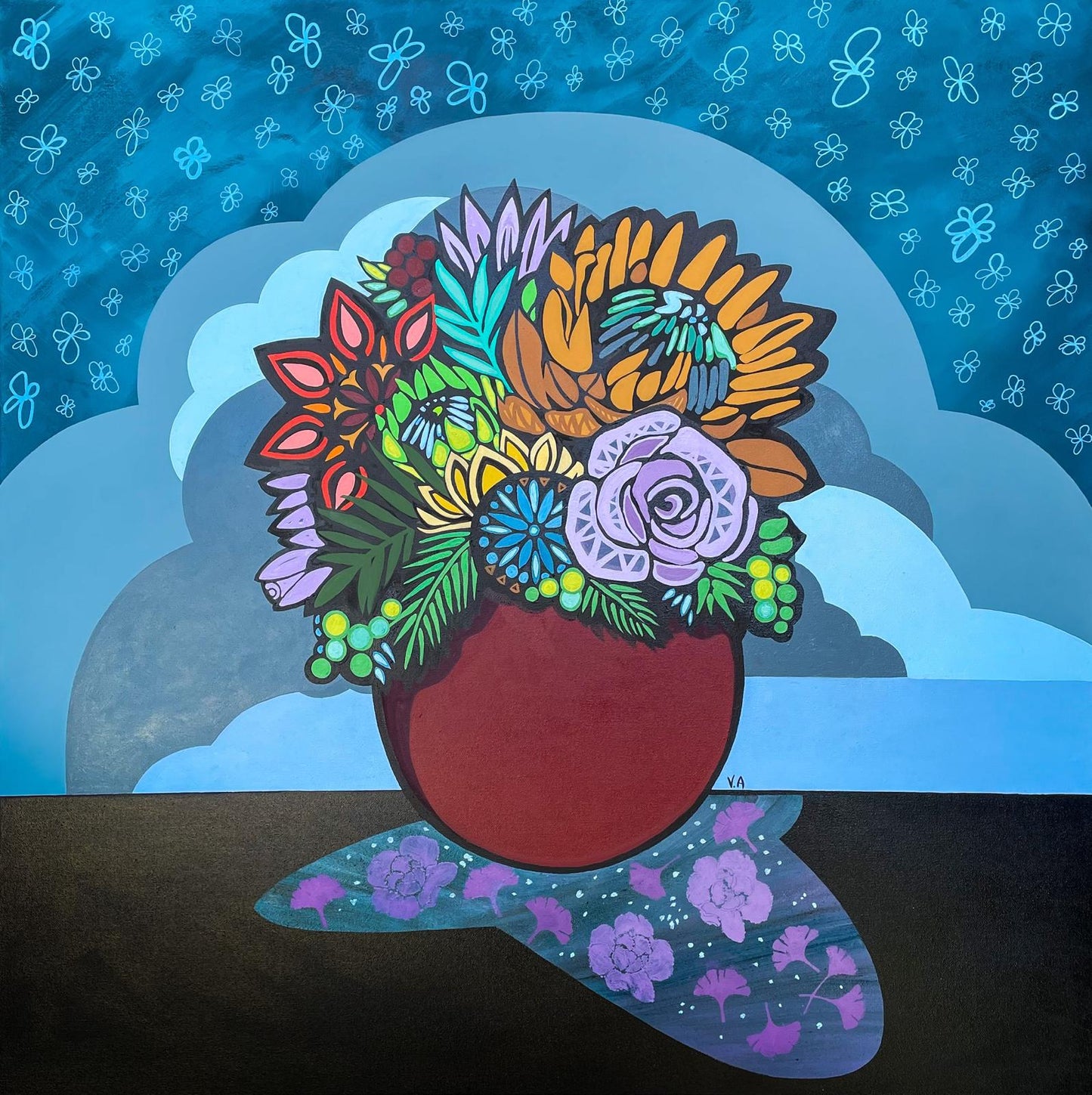 Vanessa Anderson, Life Blooms, Acrylic & Oil on Canvas