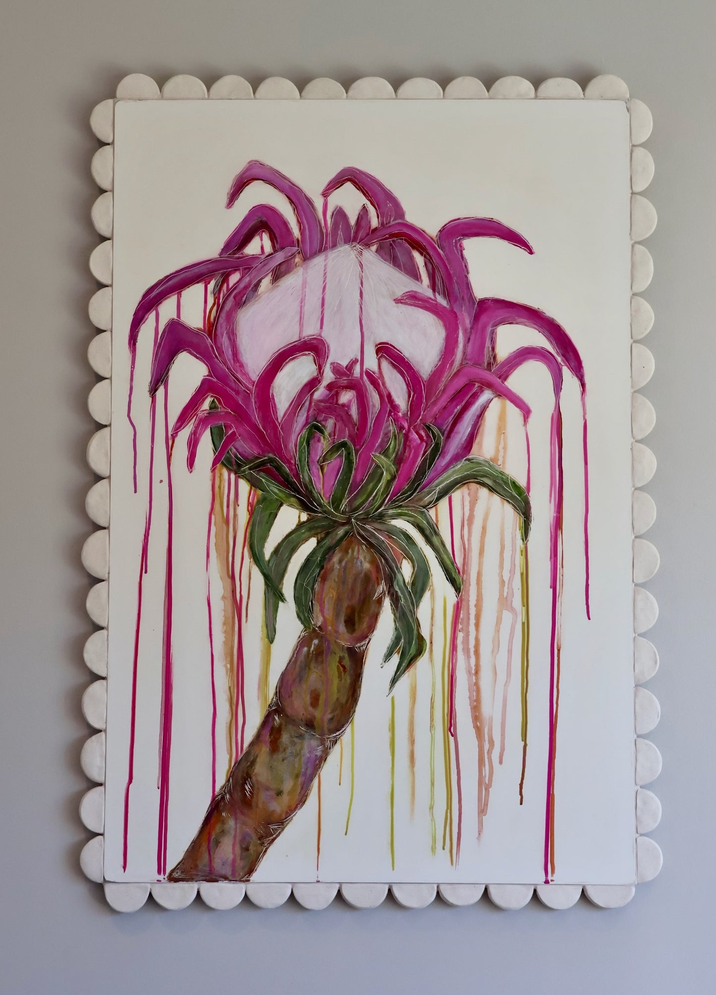 Shellie Christian, Wildly Wonderful, Mixed Media on Board -handmade ceramic frame