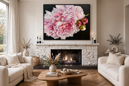 Jen Tucker, Peonies, Oil on Canvas, Oak Float Frame