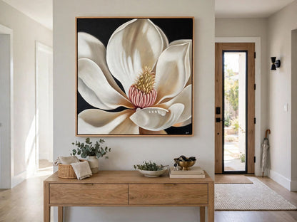 Jen Tucker, Embrace, Oil on Linen , Natural Oak Frame