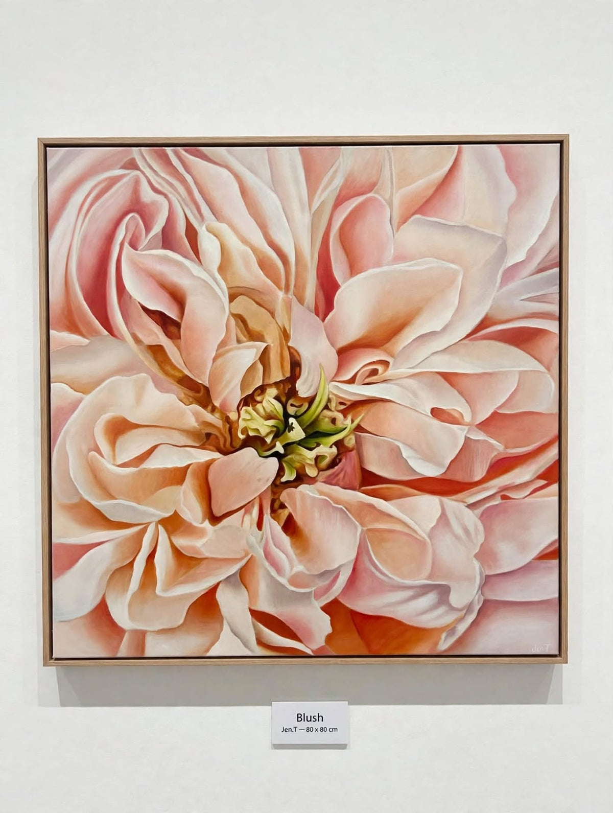 Jen Tucker, Blush, Oil on Linen , Natural Oak Frame