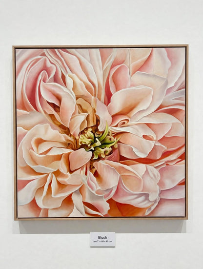 Jen Tucker, Blush, Oil on Linen , Natural Oak Frame