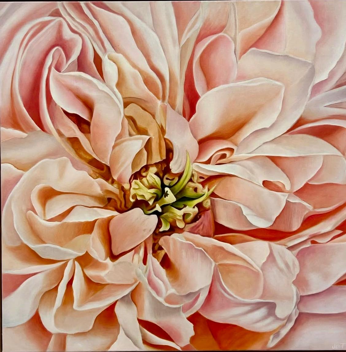 Jen Tucker, Blush, Oil on Linen , Natural Oak Frame