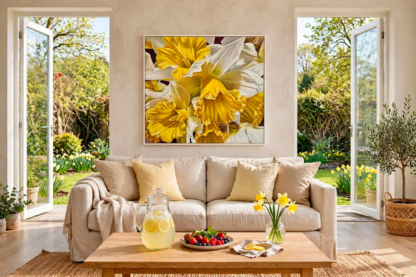 Jen Tucker, Essence of Spring, Oil on Canvas, white Oak Frame