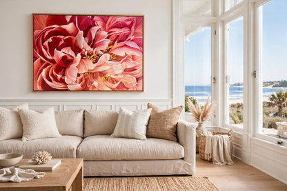 Jen Tucker, Sunkissed Petals, Oil on Linen, Oak Float Frame