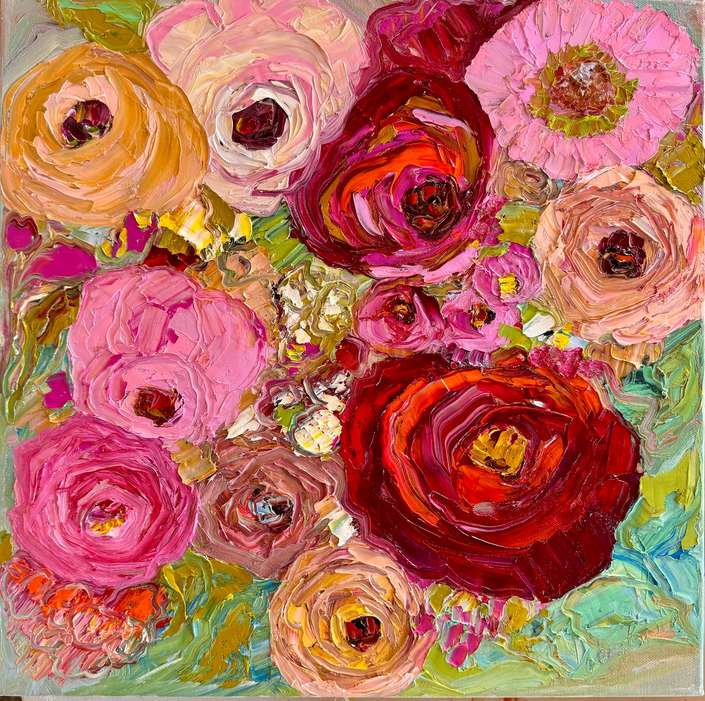 Kerry Bruce, Peonies in Bloom, Oil on Canvas