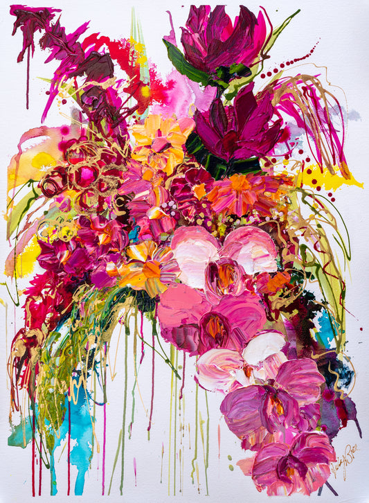 Kerry Bruce, Orchid Abundance, Acrylic on Archival Art Paper